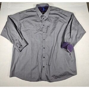 Egara Mens 4X Dress Shirt Grey Honeycomb Geometric Non-Iron Classic Fit Long Slv